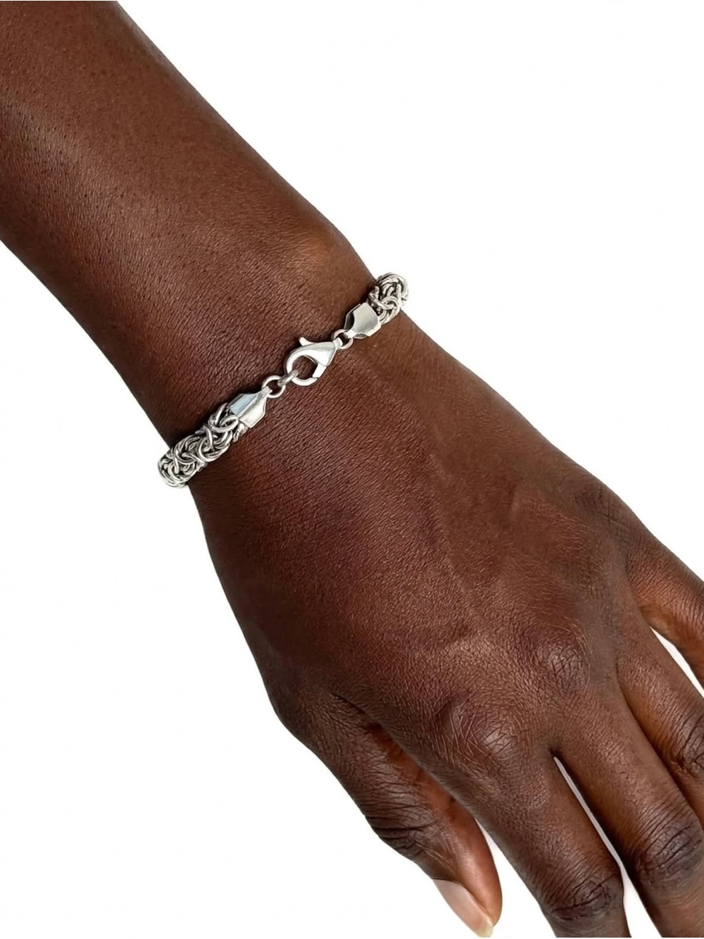 925 Sterling Silver Byzantine Link Bracelet with Lobster Clasp
